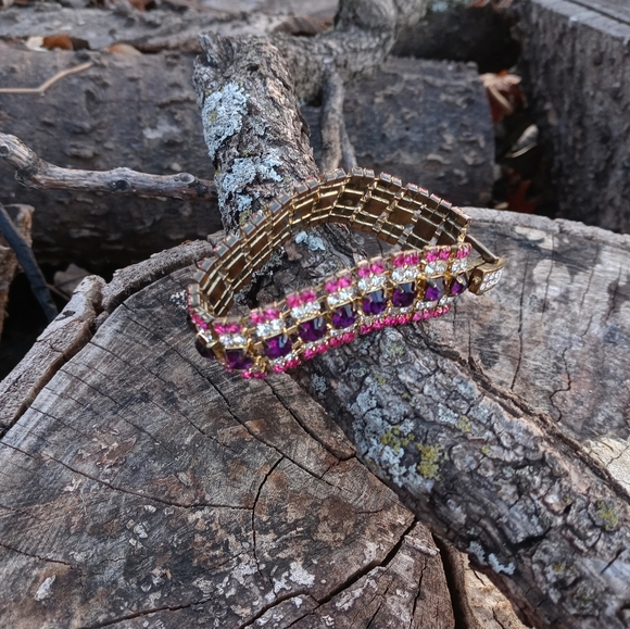 Rhinestone 💜 Amethyst 💞Crystal 💕 Bracelet - Picture 3 of 8